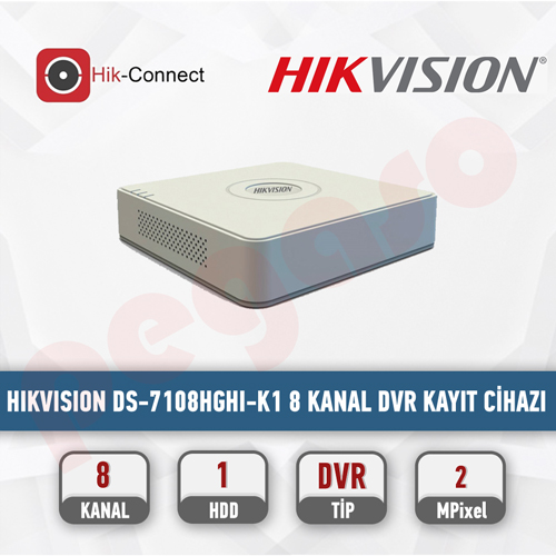 HAIKVISION DS-7108HGHI-K1 8 KANAL 1080P LITE AHD/ HDTVI  KAYIT CİHAZI 